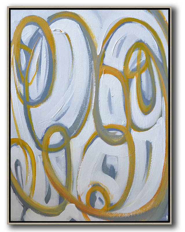 Modern Canvas Art,Vertical Contemporary Art,Original Modern Art,Large Wall Art Handmade,Yellow,White,Purple Grey.etc